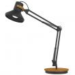 Làmpada de llum LED d’acer/bambú amb doble braç articulat i rotatiu. Consum...