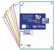 Recanvi 160 fulls amb banda de color i 4 forats. Paper 90 g quadriculat 5 mm. 16...