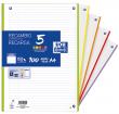 Recanvi quadern sense tapa. Paper 90 g ratllat amb 5 colors 
de banda diferents...