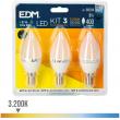 Pack 3 bombetes LED rodones E27 de baix  consum de 5W.
- Temperatura de color: ...