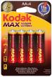 Blíster 4 piles alcalines LR06/AA (1,5 volts) Kodak Max.