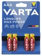 Blíster 4 piles alcalines LR03/AAA (1,5 volts) Varta Max-Tech. 
Recomanada per...