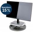 Suport monitor metàl·lic d’acer amb cub portaobjectes giratori. Resisteix un...