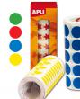 Rotlles de gomets. 
Etiquetes rodones de colors adhesives per a l'escola, ofici...